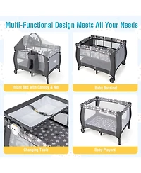 Slickblue Portable Baby Nursery Center 4-in-1 Travel Crib