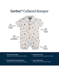 Gerber Baby Girls Collared Romper