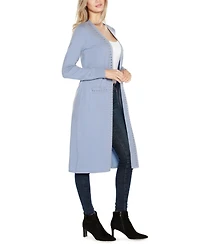 Belldini Black Label Women's Rhinestone-Trim Belted Duster Cardigan Zip Up sweater