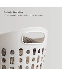 Iris Usa Laundry Basket 30L Durable and Flexible, Portable Round Bin, 0.85 Bushel Hamper for Storage with Ventilation Holes for Closet Dorm, White