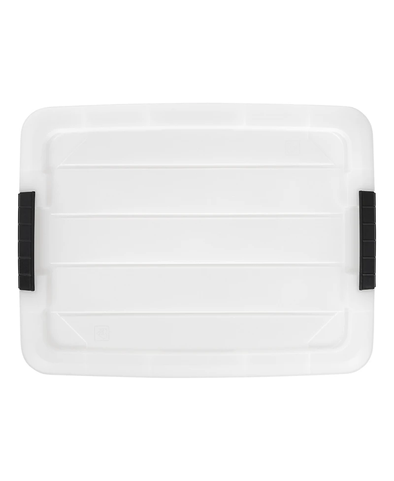 Iris Usa 8 Pack 33 Quart Stackable Plastic Storage Bins with Lids and Latching Buckles, Pearl, Containers with Lids and Latches