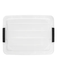 Iris Usa 8 Pack 33 Quart Stackable Plastic Storage Bins with Lids and Latching Buckles, Pearl, Containers with Lids and Latches
