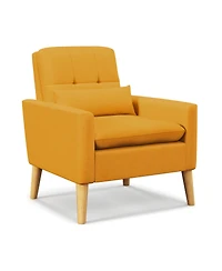 Slickblue Accent Chair with Lumbar Pillow Natural Rubber Wood Legs Padded Cushions