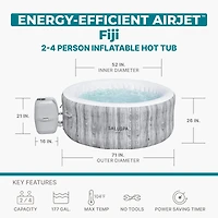 Bestway SaluSpa Fiji AirJet Inflatable Hot Tub with EnergySense Cover, Grey