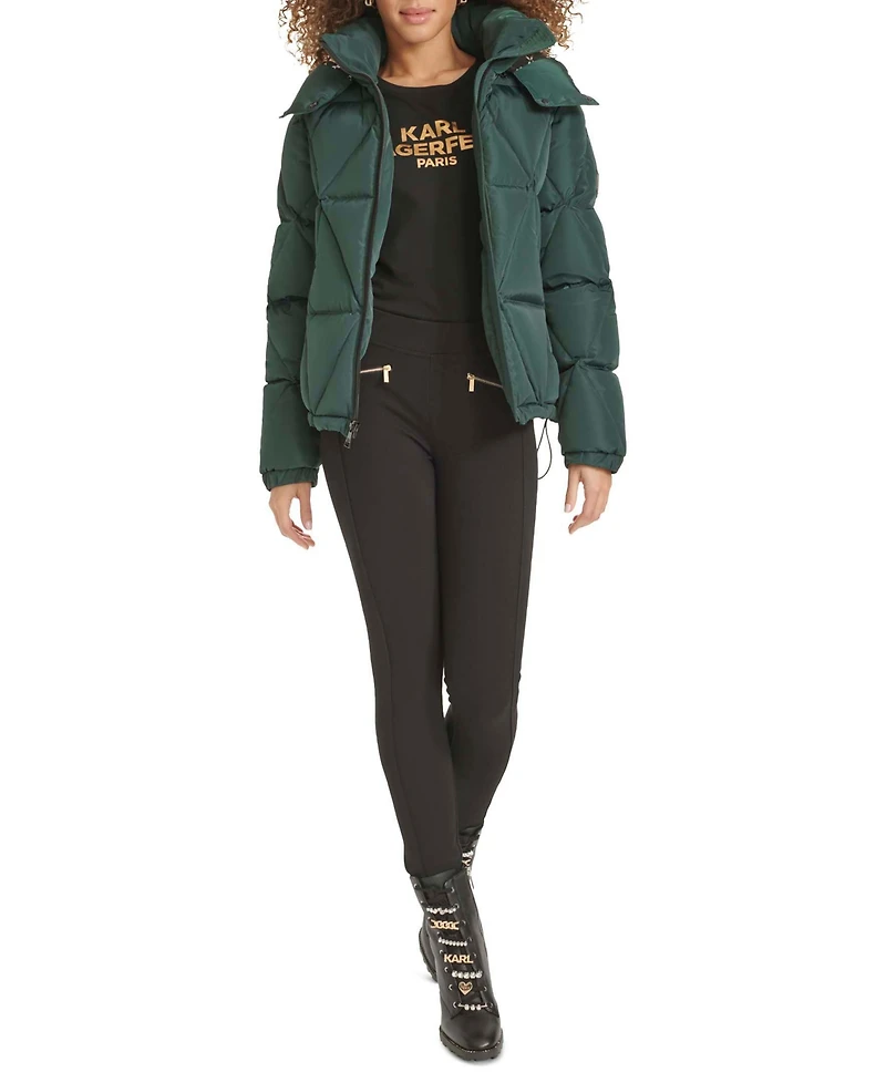 Karl Lagerfeld Paris Women's Hooded Puffer Coat