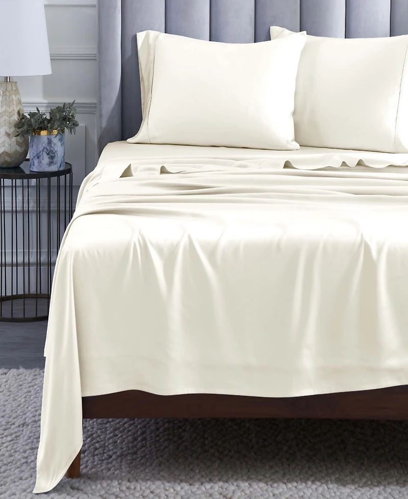 Superior Modal From Beechwood 400 Thread Count Lightweight Cooling Solid Deep Pocket Bed Sheet Set, King