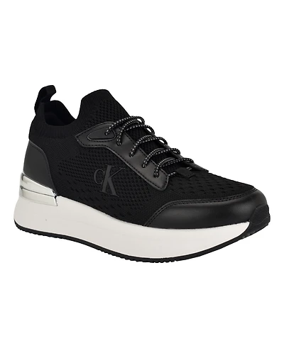 Calvin Klein Women's Vikas Almond Toe Casual Lace-Up Sneakers