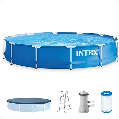 Intex 12'x30" Swimming Pool w/ Pump, Pool Ladder for 42” Wall, & 12 Cover