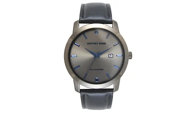 Geoffrey Beene Men's Genuine Blue Sapphire Gunmetal Tone Strap Watch