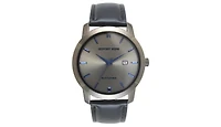 Geoffrey Beene Men's Genuine Blue Sapphire Gunmetal Tone Strap Watch
