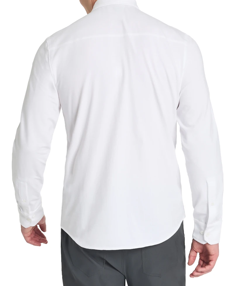 Kenneth Cole Men's Slim-Fit Plain White Performance Long-Sleeve Button-Down Shirt