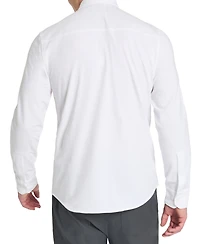 Kenneth Cole Men's Slim-Fit Plain White Performance Long-Sleeve Button-Down Shirt