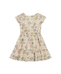 Hope & Henry Little Girls Organic Short Sleeve Split Neck Tiered Dress