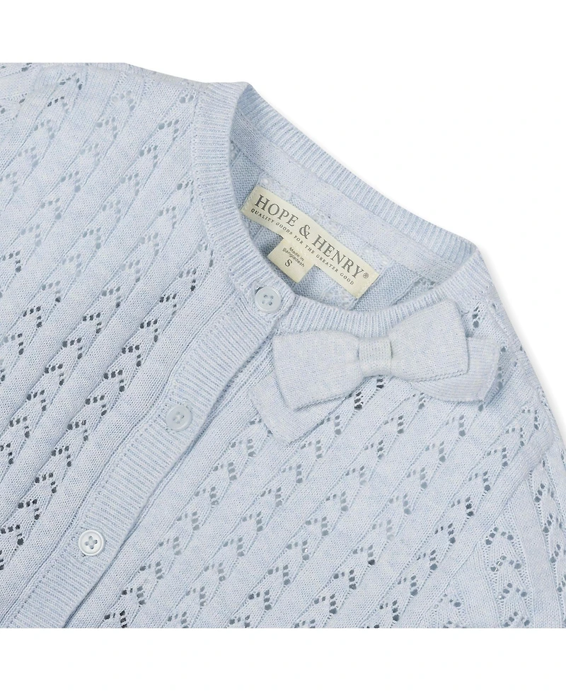 Hope & Henry Girls' Point Elle Bow Cardigan