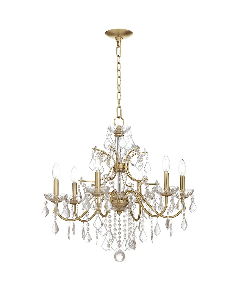 Vienna Full Spectrum Magrite Gold Hanging Chandelier Lighting 26 1/2" Wide French Clear Crystal Curved Arm 6-Light Fixture Dining Room House Foyer Ent