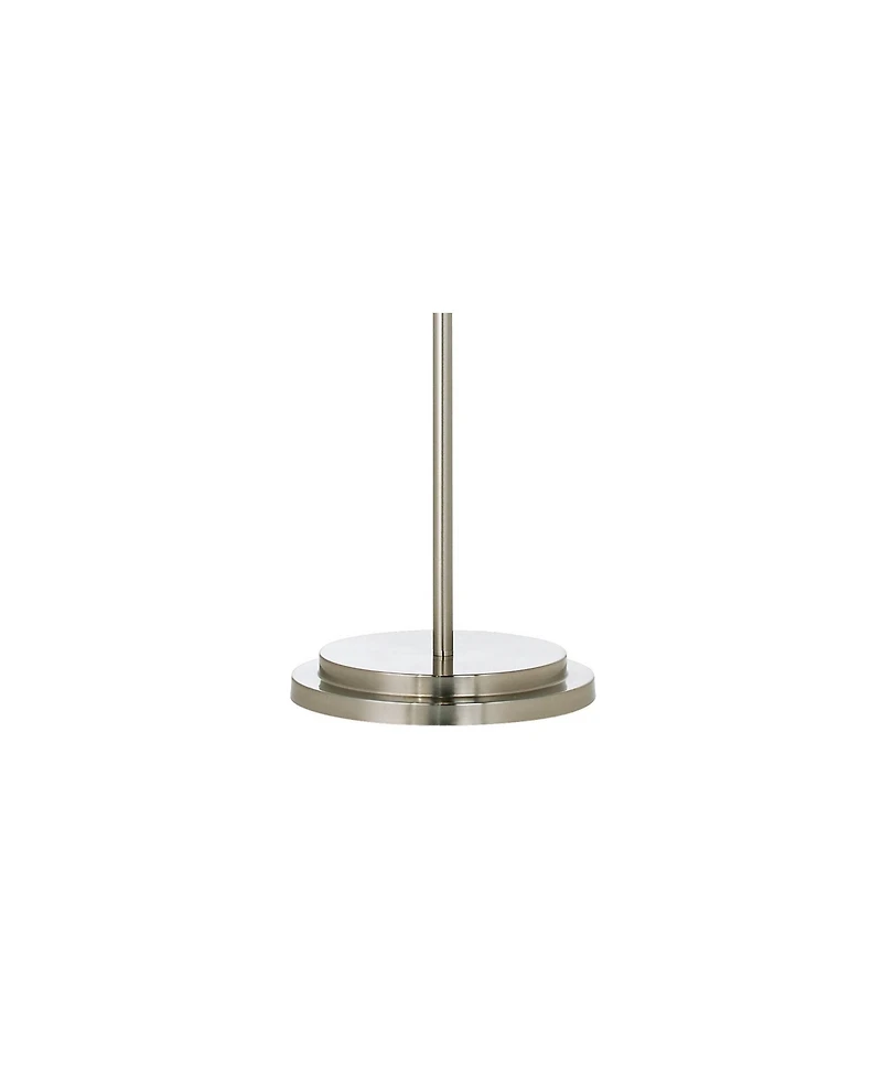 Possini Euro Design Simplicity Modern Floor Lamp 59" Tall Brushed Nickel Silver Off White Tapered Drum Shade for Living Room Bedroom Office House