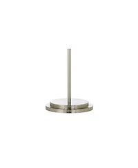 Possini Euro Design Simplicity Modern Floor Lamp 59" Tall Brushed Nickel Silver Off White Tapered Drum Shade for Living Room Bedroom Office House