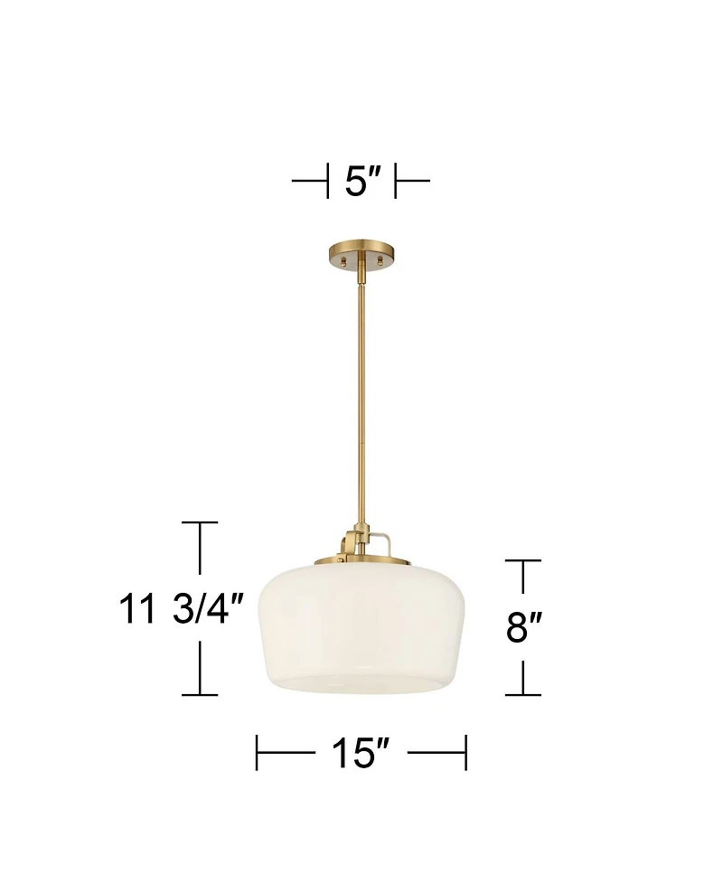 Mystic Gold Pendant Chandelier Lighting 15" Wide Modern Opal White Glass Shade 3-Light Fixture for Dining Room Living House Foyer Kitchen Island Entry