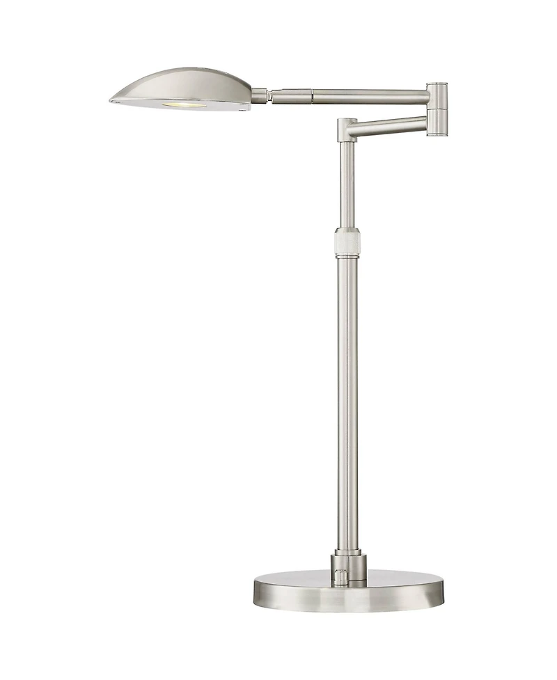 Possini Euro Design Eliptik Modern Desk Table Lamp 24 1/2" High Satin Nickel Led Swing Arm Adjustable Height for Bedroom Living Room Nightstand O