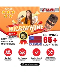 5 Core Mic Karaoke Dynamic Handheld Xlr Microphone for Professional Vocal Recording Live Stage Singing Music Neodymium 1/4 Corded Wired Microfono