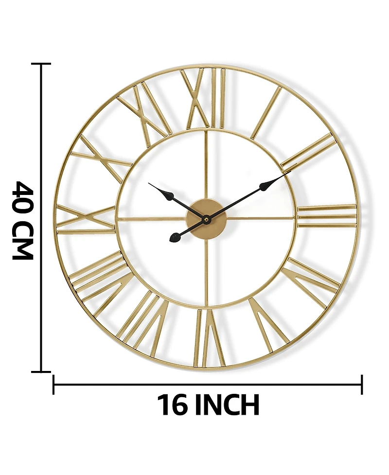 Sorbus Large Wall Clock for Living Room Decor - Roman Numeral Kitchen 16 inch Decorative (Gold)