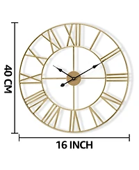 Sorbus Large Wall Clock for Living Room Decor - Roman Numeral Kitchen 16 inch Decorative (Gold)