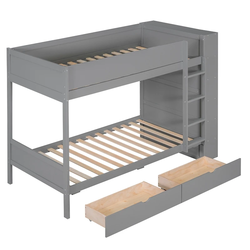 Streamdale Twin Over Bunk Bed With 2 Drawers And Multilayer Cabinet