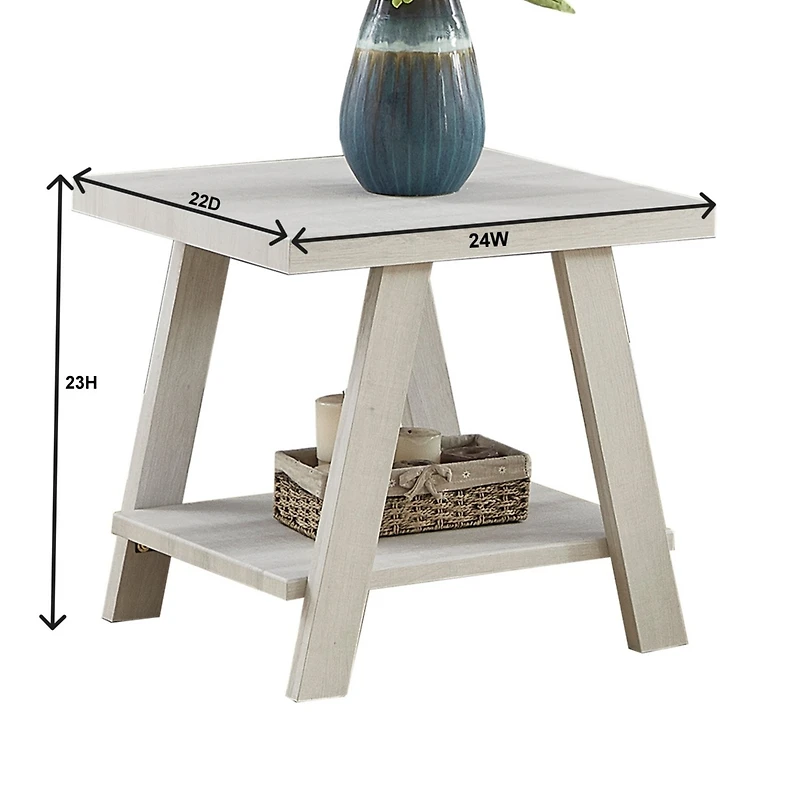 Streamdale Furniture Two-Tone Wood Shelf End Table in Weathered Gray and Beige