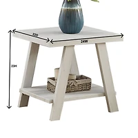 Streamdale Furniture Two-Tone Wood Shelf End Table in Weathered Gray and Beige