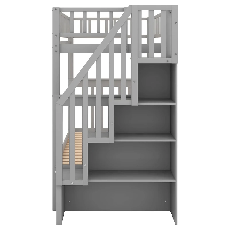 Streamdale Twin Over Twin Bunk Bed With Trundle And Storage