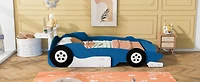 Streamdale Full Race Car-Shaped Platform Bed With Wheels, Blue