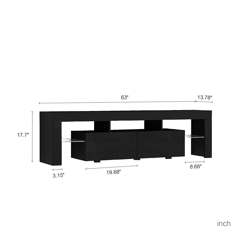 Streamdale Led Tv Stand for 65" TVs, Modern Console, Black