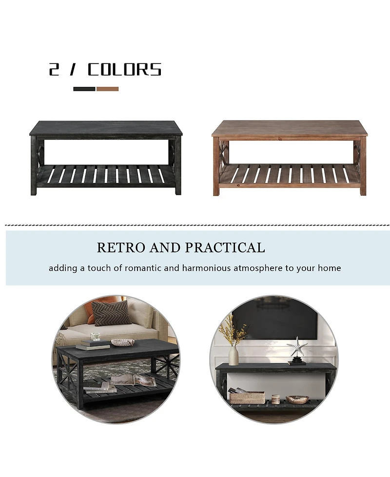 Streamdale Antique Coffee Table with Shelving