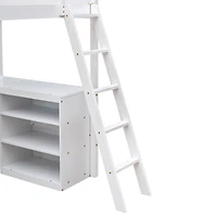 Streamdale Twin Loft Bed With Shelves And Desk, Wooden Desk