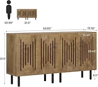 Tribesigns 6-Drawer Dresser for Bedroom, 55" Mid-Century Rustic Chest of Drawers, Wide Wood Storage Long Double Dresser Organizer for Nursery Bed