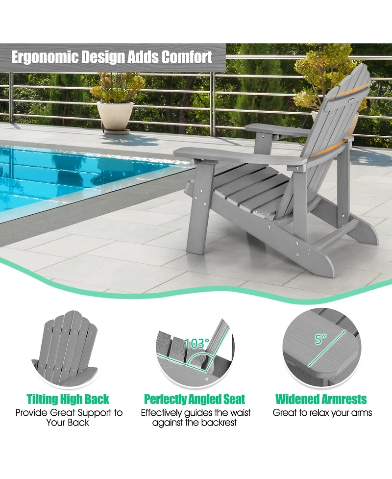 Slickblue Weather Resistant Hips Outdoor Adirondack Chair with Cup Holder