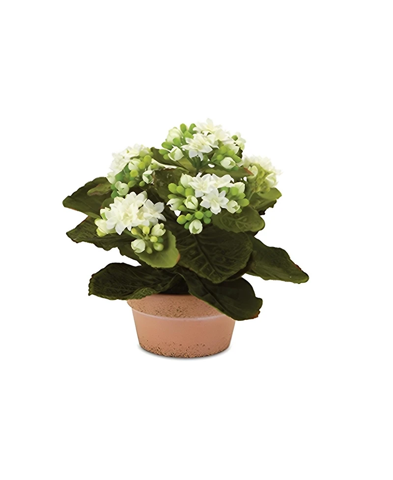 Slickblue Set of 4 Kalanchoe Plants with Pots-7 Inches High, Lifelike Artificial Flowers in Stylish Containers for Home Decor