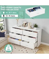 Sugift 6 Drawer White Dresser for Bedroom Versatile Chests of Drawers