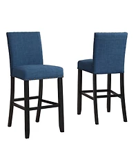 Simplie Fun Fabric Bar Stools with Nailhead Trim, Set of 2, Blue