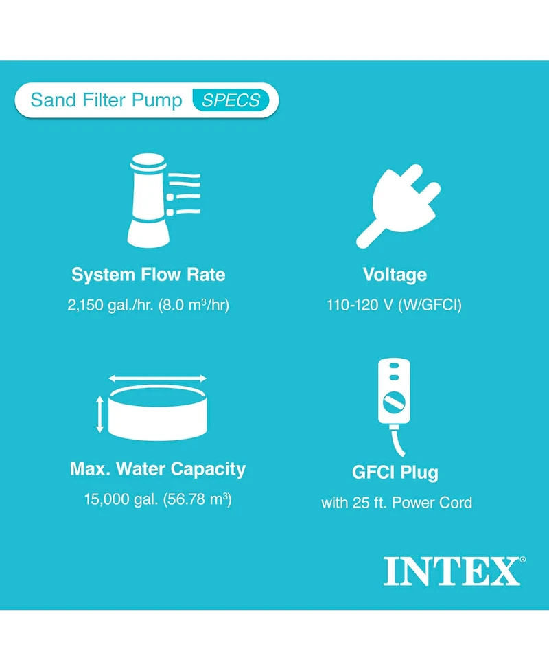 Intex 2,150 Gph 16" Krystal Clear Saltwater System and Sand Filter Pump