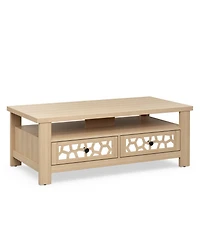 Slickblue 3-tier Coffee Table with 2 Drawers and 5 Support Legs