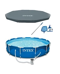 Intex 12' x 30" Metal Frame Above Ground Pool, Filter, Cover, & Maintenance Kit