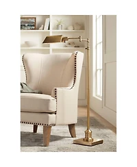 Regency Hill Jenson Traditional Pharmacy Swing Arm Floor Lamp 54" Tall Adjustable Aged Brass Metal Shade for Living Room Reading Bedroom Office