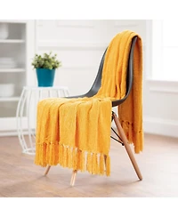 Chanasya Premium Soft Golden Chenille Knitted Textured Decorative Throw Blanket