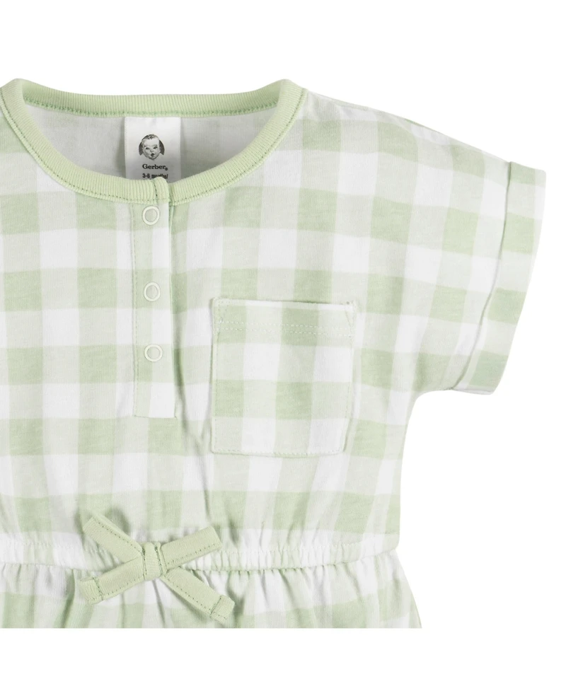 Gerber Baby Girls Sleeveless and Short Sleeve Romper, 2 Pack