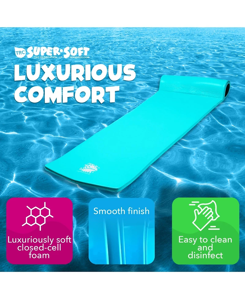 Trc Recreation Splash 1.25" Thick Foam Swimming Pool Float Mat, Tropical Teal