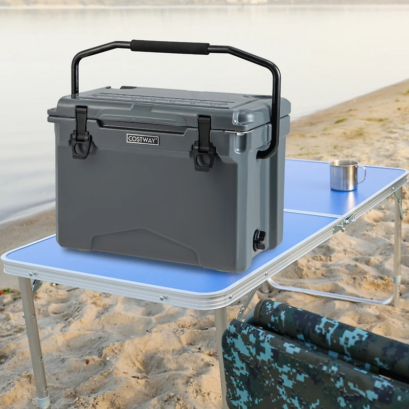 Slickblue 25 Qt Hard Cooler with Aluminum Handle and Integrated Cup Holders