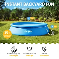 Funsicle 15' x 36" QuickSet Inflatable Ring Top Outdoor Above Ground Pool w/Pump