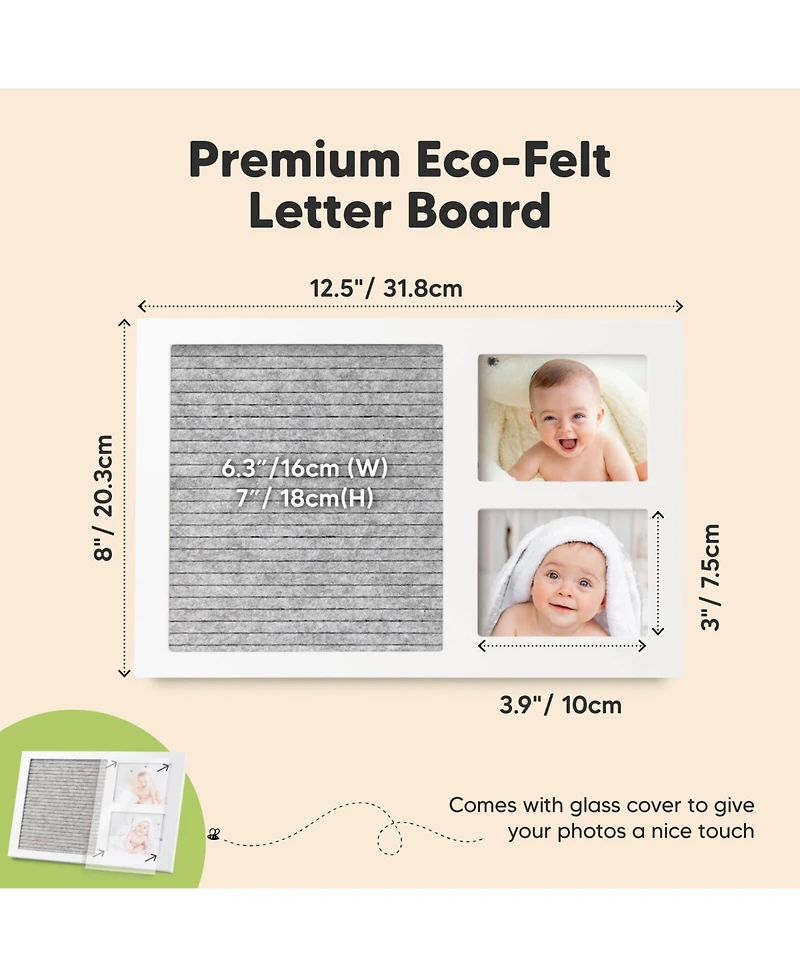 Heartfelt Baby Picture Frame Keepsake with Letterboard, 12x8 Ultrasound Picture Frames, Baby Gifts for Newborn