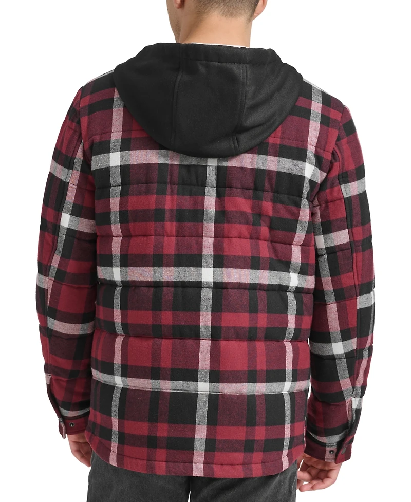 Levi's Men's Plaid Quilted Hooded Shirt Jacket